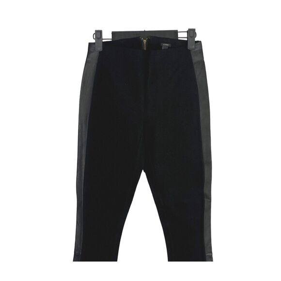 NWOT J. Crew Leather Trim Tuxedo Stripe Pixie Ponte Ankle Pants Legging 00 Black - Picture 3 of 15
